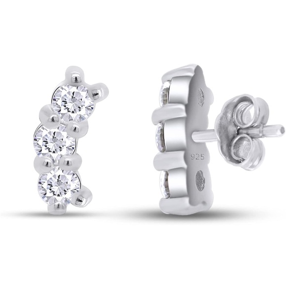 14k Triple Diamond Earrings - Picture 2 of 10